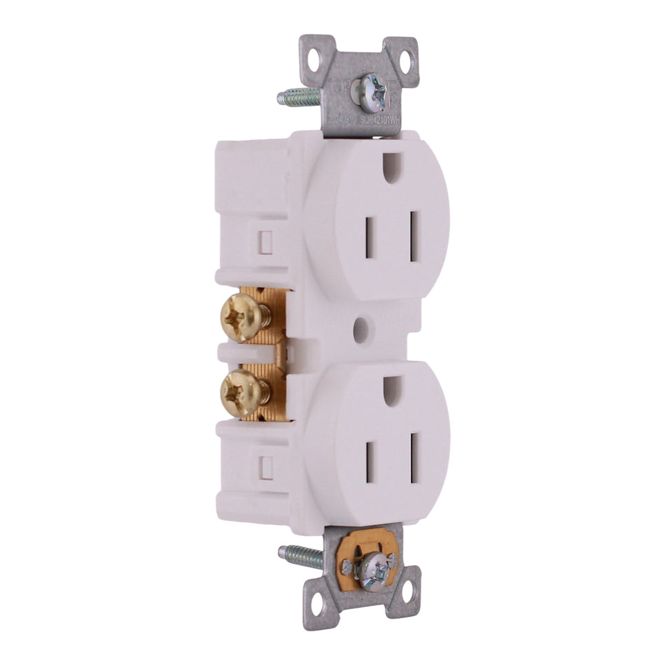 Square D X Series, SQR42103WH, 15A, 125V, Tamper-Resistant Duplex Receptacle, NEMA 5-15R, White, Matte, 30-Pack