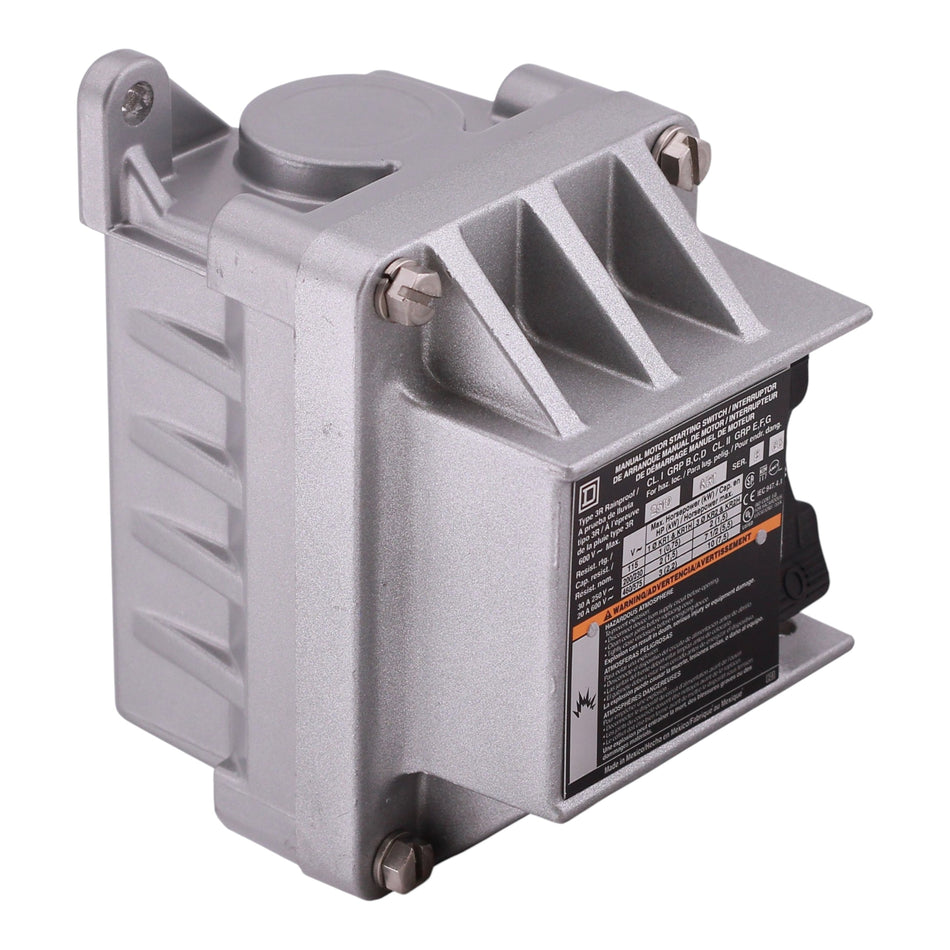 Square D 2510K, 2510KR1, 20A, 2P, 600VAC, Non-Reversing, NEMA 7/9, Manual Motor Switch