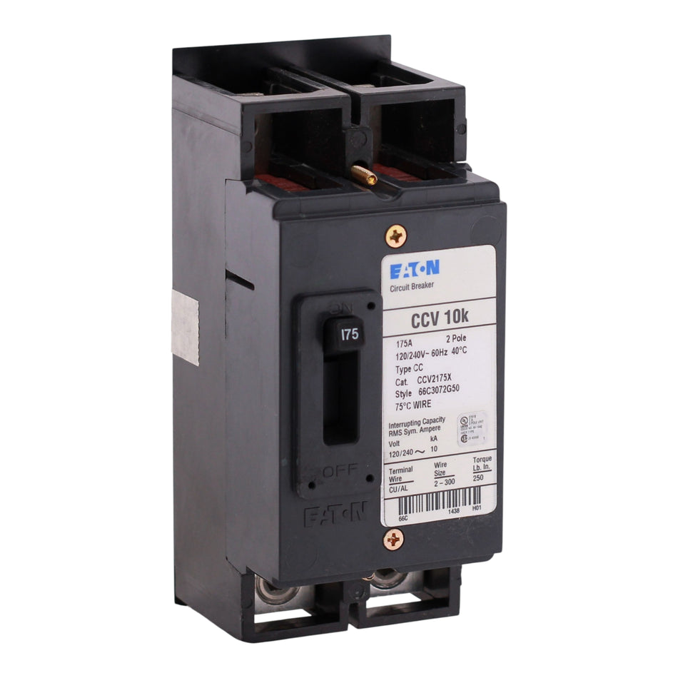 Eaton CCV, CCV2175X, 175A, 2P, 120/240V, 10kA, Bolt-On, Tenant Main, Load Lugs Only, Circuit Breaker