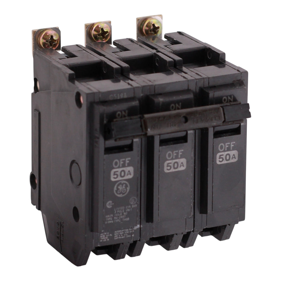 GE Q-Line, THQB32050, 50A, 3P, 120/240V, 10kA, Bolt-On, Thermal-Magnetic, Circuit Breaker