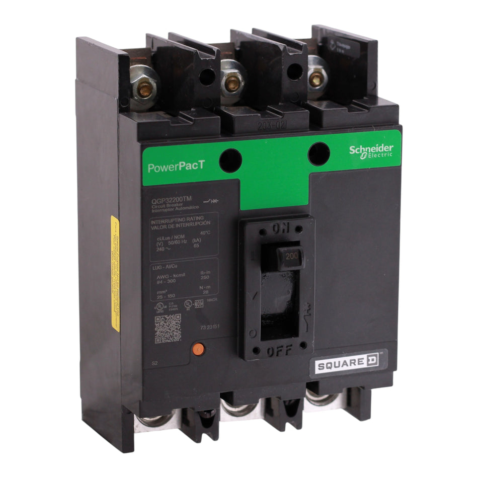 Square D PowerPacT Q, QGP32200TM, 200A, 3P, 240V, 65kA, Unit Mount, Lug/Stud, Bottom Feed, Meter-Pak, MCCB