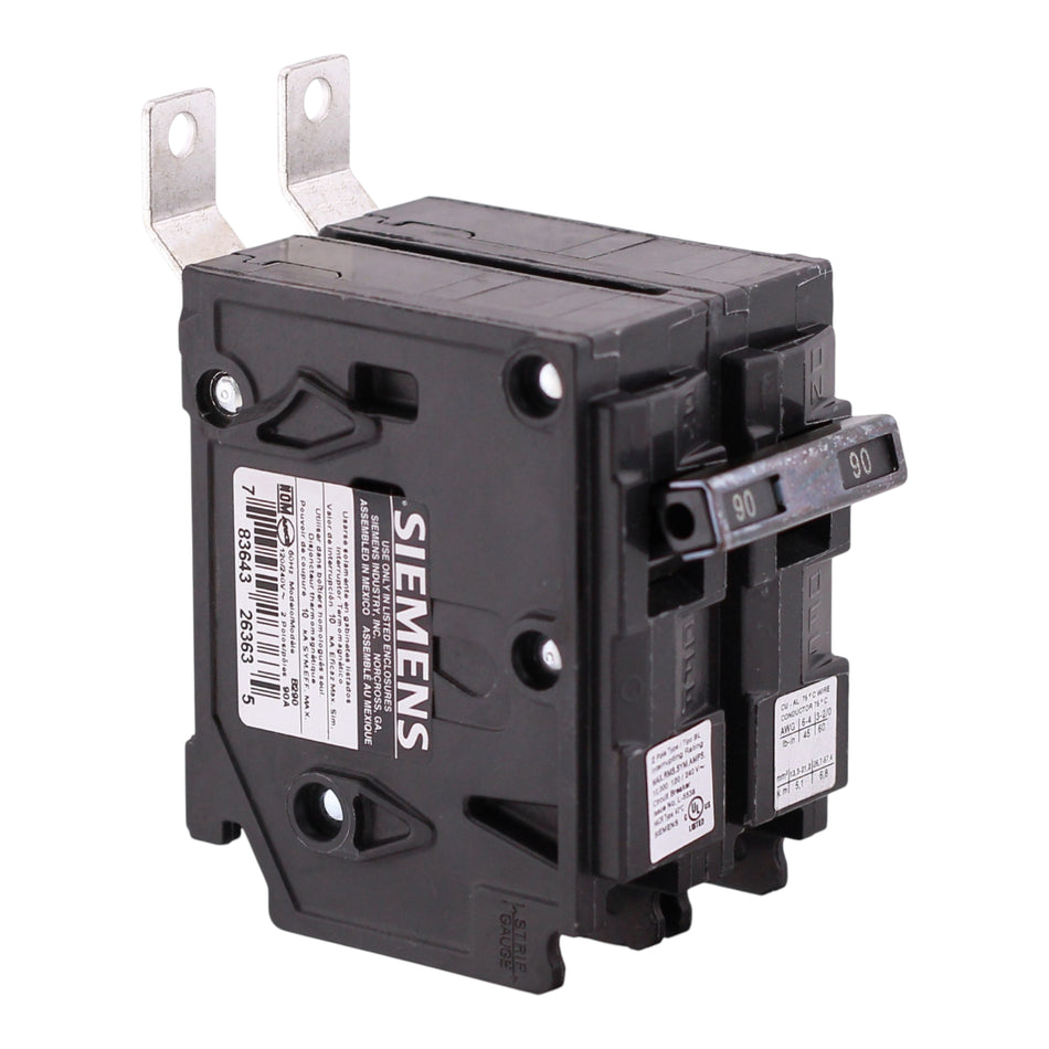 Siemens BL, B290, 90A, 2P, 120/240V, 10kA, Bolt-On, Thermal-Magnetic, Circuit Breaker