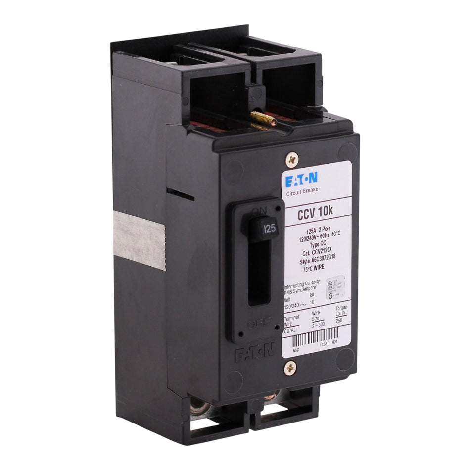 Eaton CCV, CCV2125X, 125A, 2P, 120/240V, 10kA, Bolt-On, Tenant Main, Load Lugs Only, Circuit Breaker