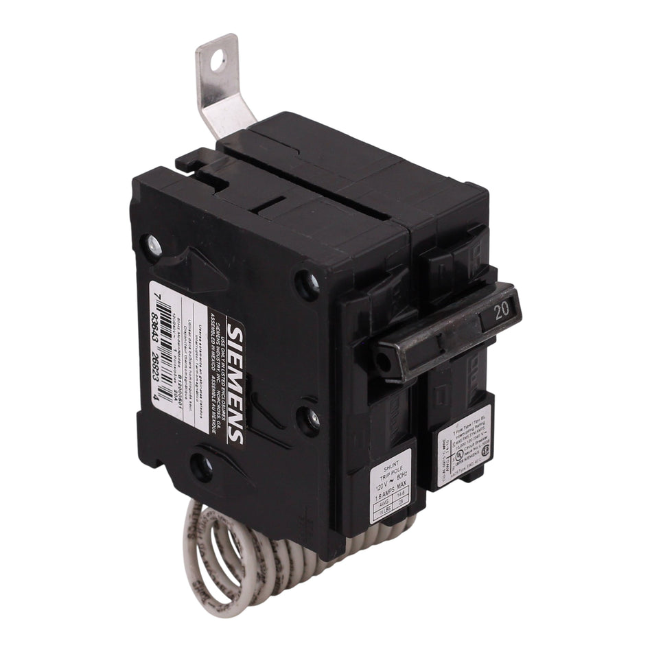 Siemens BL, B12000S01, 20A, 1P, 120V, 10kA, Bolt-On, 120V Shunt Trip, Circuit Breaker