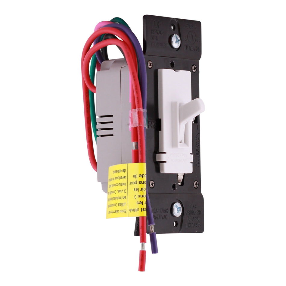 Pass & Seymour TradeMaster, TSD4FBL3PW, 0-10V, 10A/120V, 5A/277V, SP/3-Way, Toggle Slide Dimmer, Fluorescent/LED, White