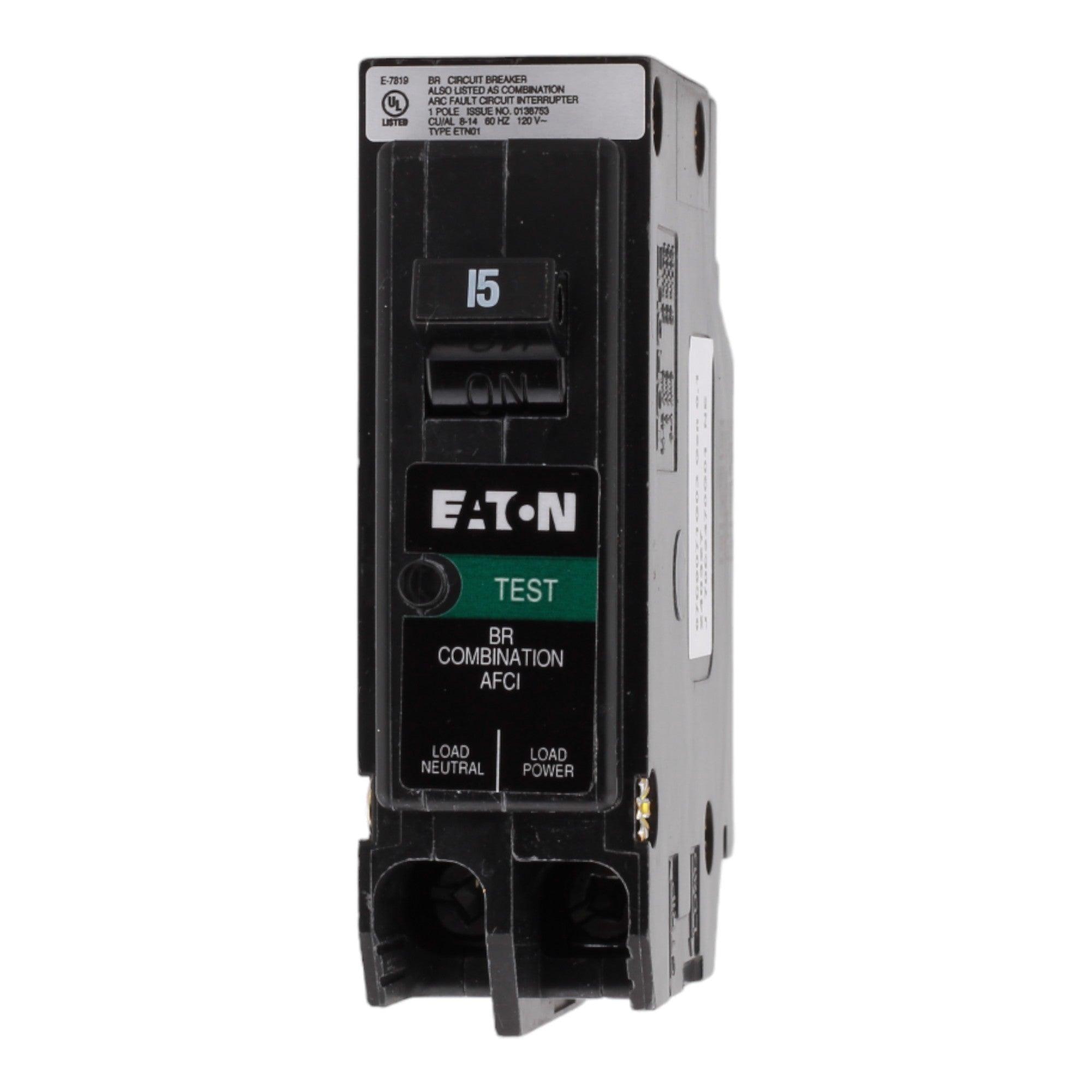 Eaton BRP115AF 15A 120V 1-pole AFCI Circuit Breaker Plug-on Neutral UL