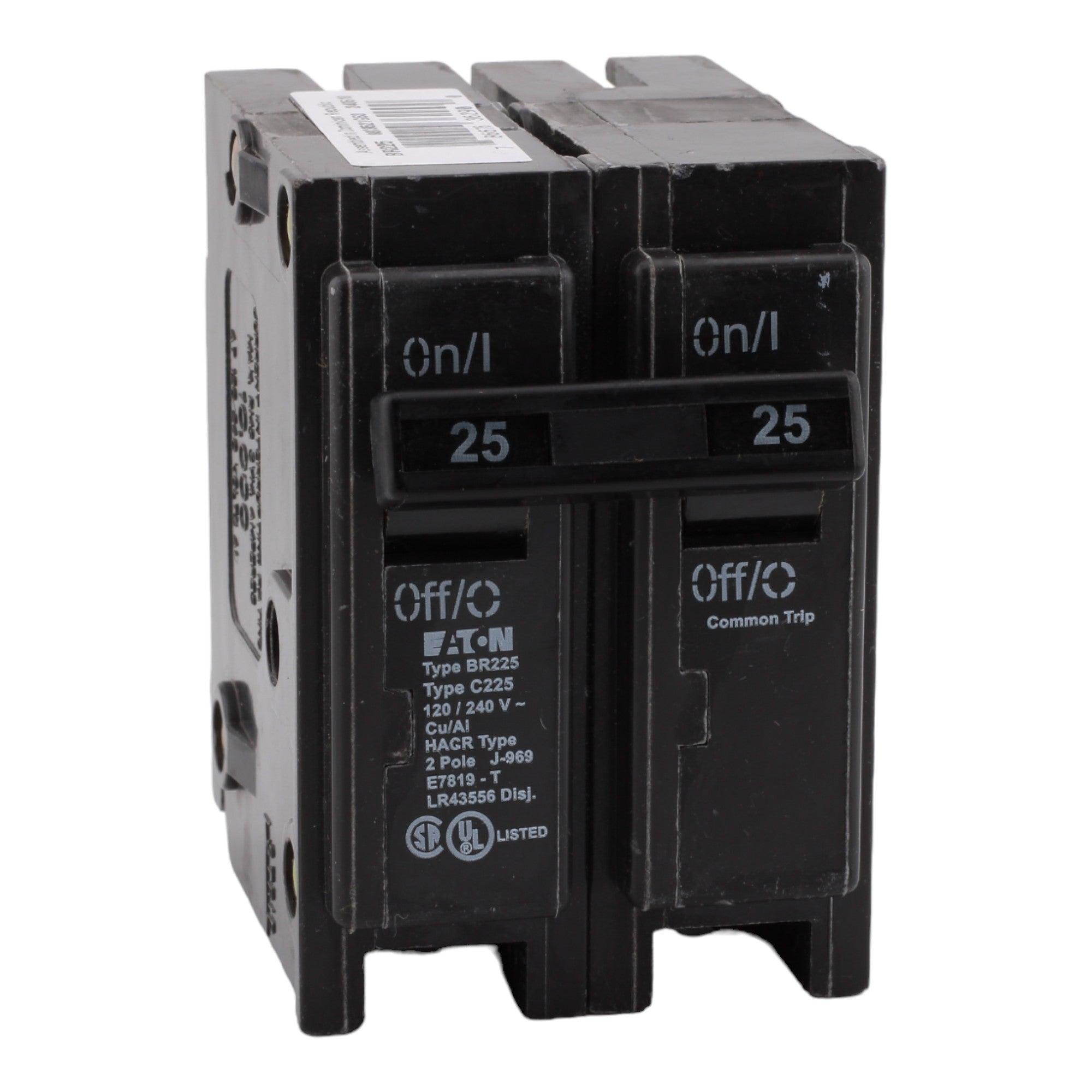Eaton BR225 25 Amp Double Pole 240V Plug-In Standard Trip Circuit Breaker UL