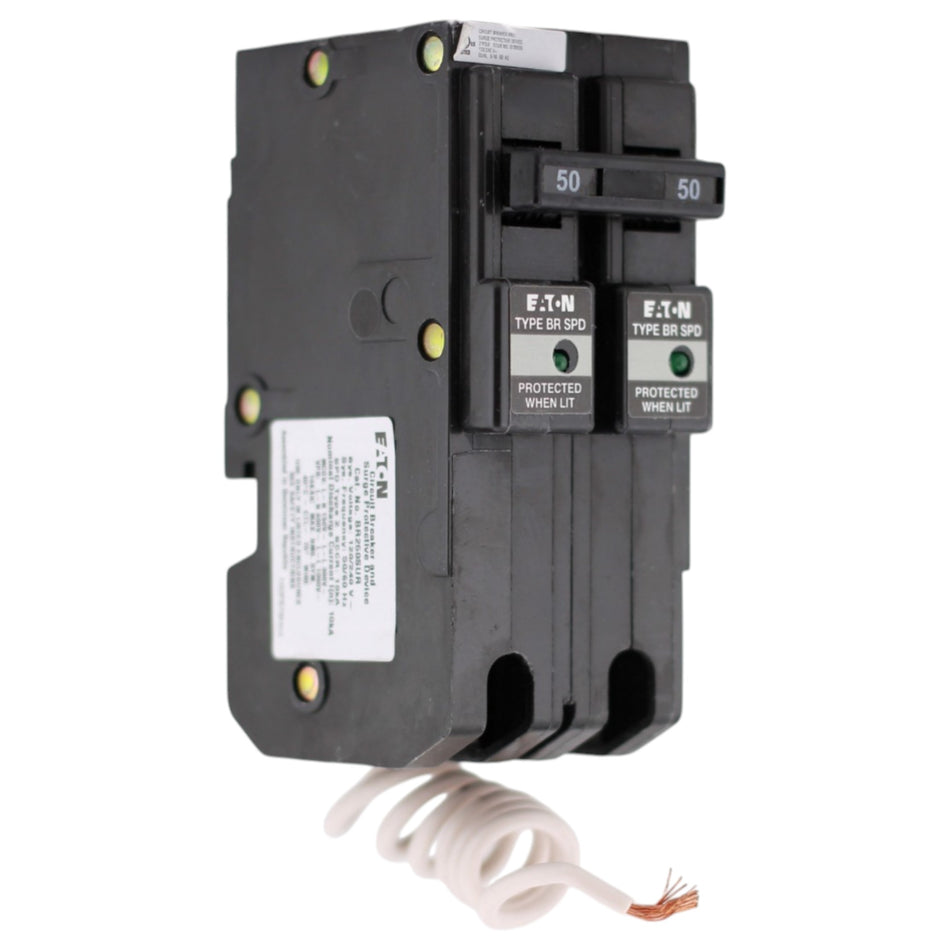 Eaton BR, BR250SUR, 50A, 2P, 120/240V, Surge Breaker, Plug-In, Circuit Breaker
