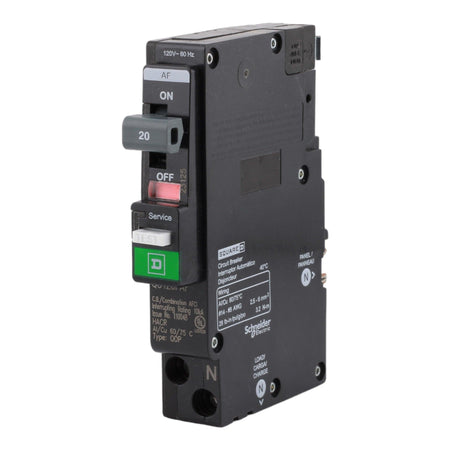 Square D QO120PAF 20A 120V 1-pole AFCI Circuit Breaker Plug-on Neutral UL