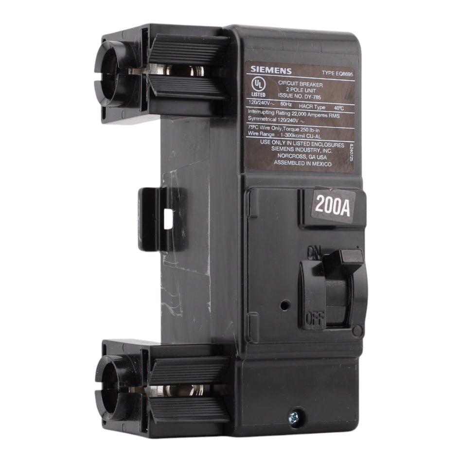 Siemens EQ8695 200A 120/240V 1P Main Breaker, Load Center Conversion Kit, 22kA AIR