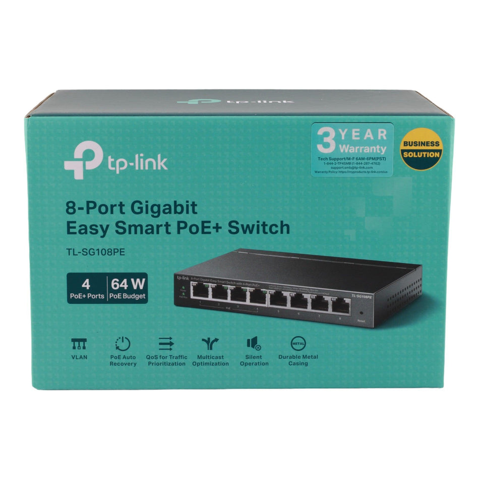 TP-Link TL-SG108PE 8-Port Gigabit Easy Smart Switch with 4-Port PoE