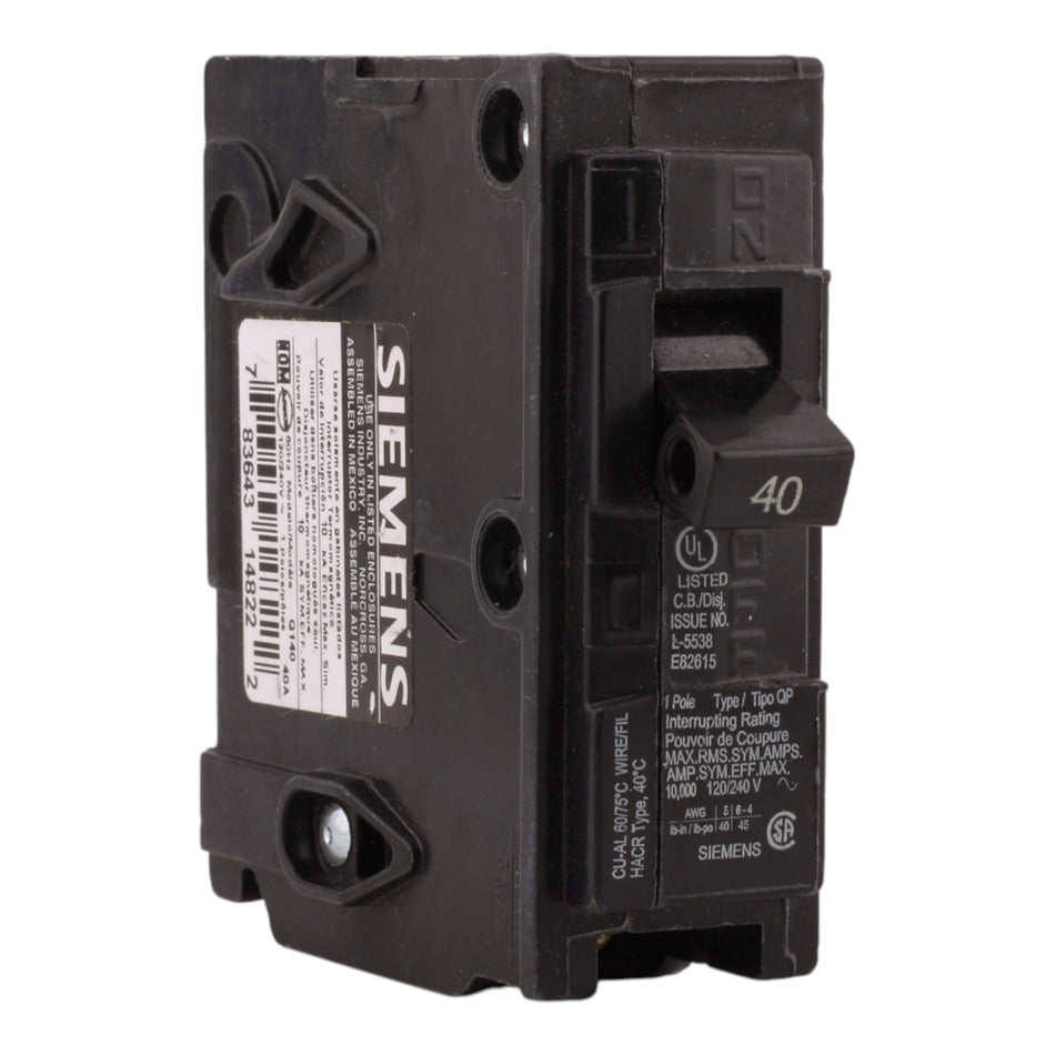 Siemens QP Q140 40A 1P 120V Circuit Breaker