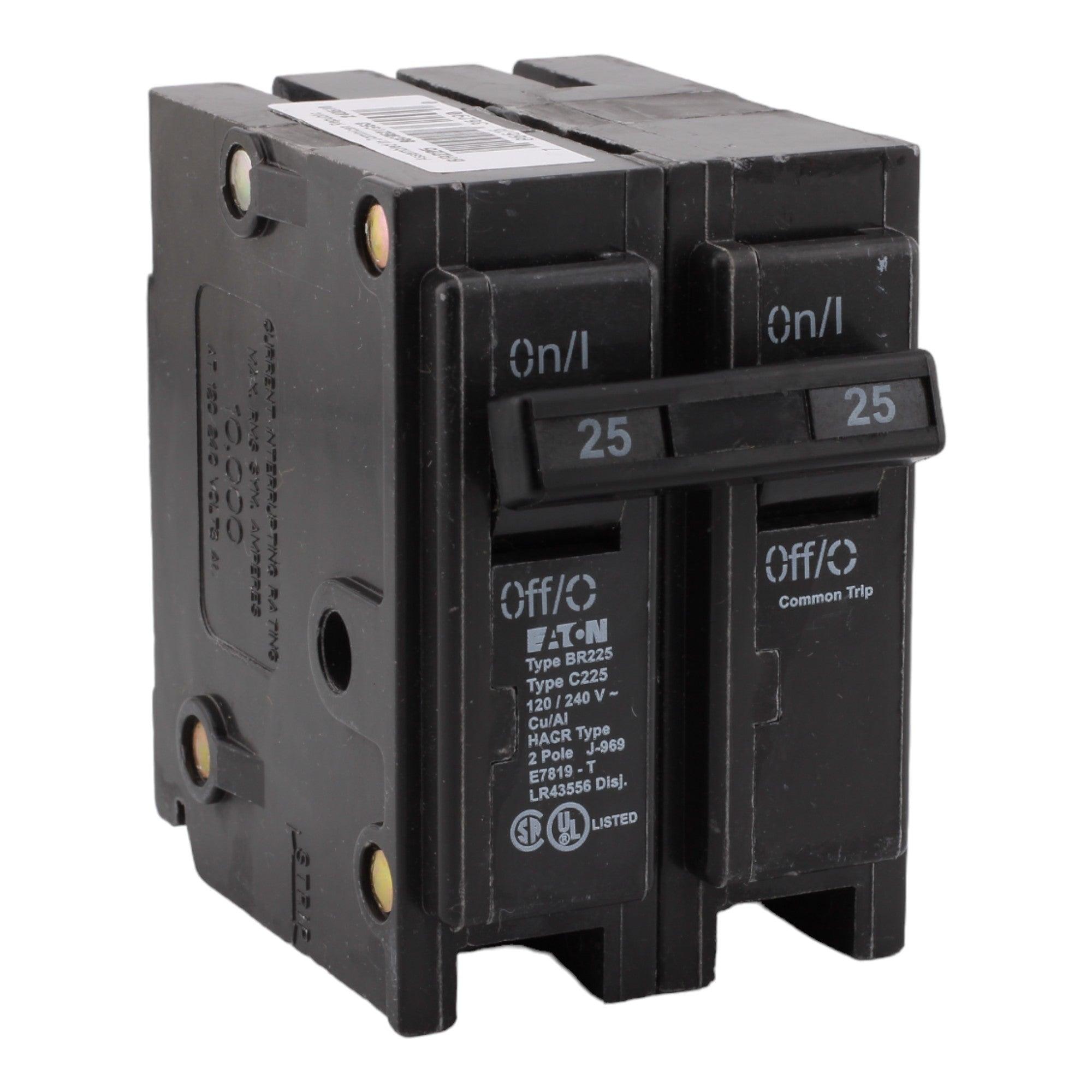 Eaton BR225 25 Amp Double Pole 240V Plug-In Standard Trip Circuit Breaker UL