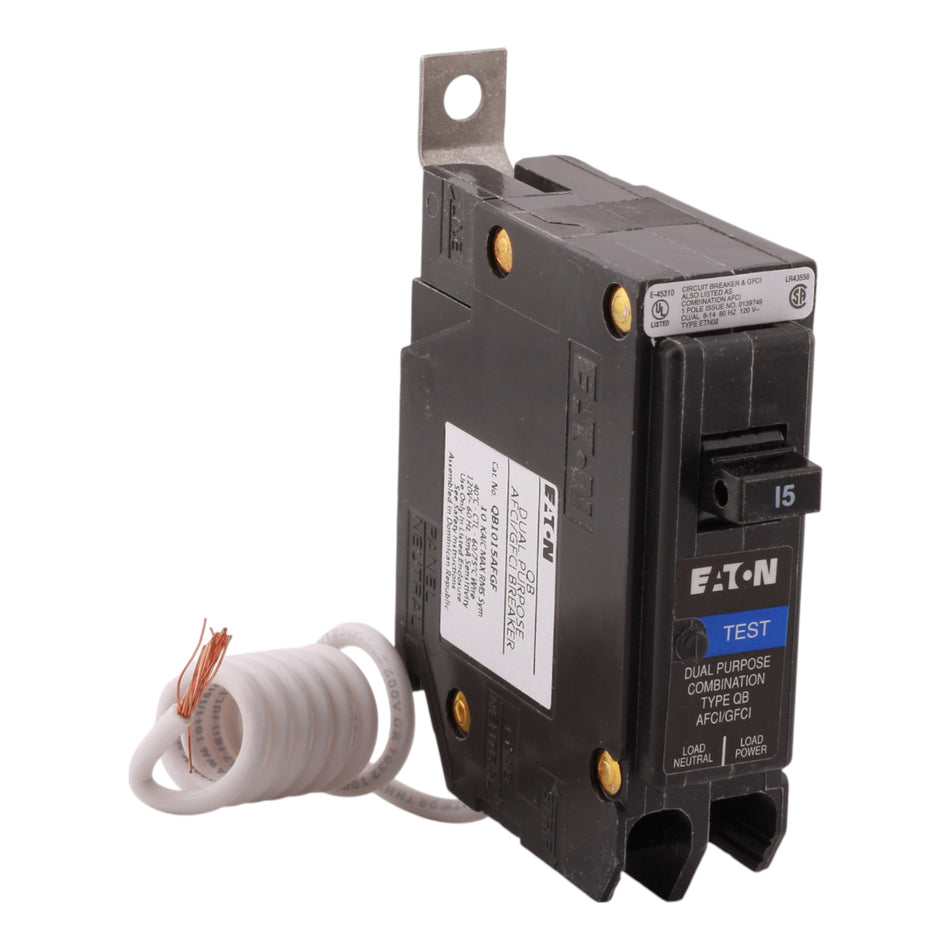 Eaton QB QB1015AFGF 15A 1P 120V AFCI/GFCI Bolt-On Circuit Breaker