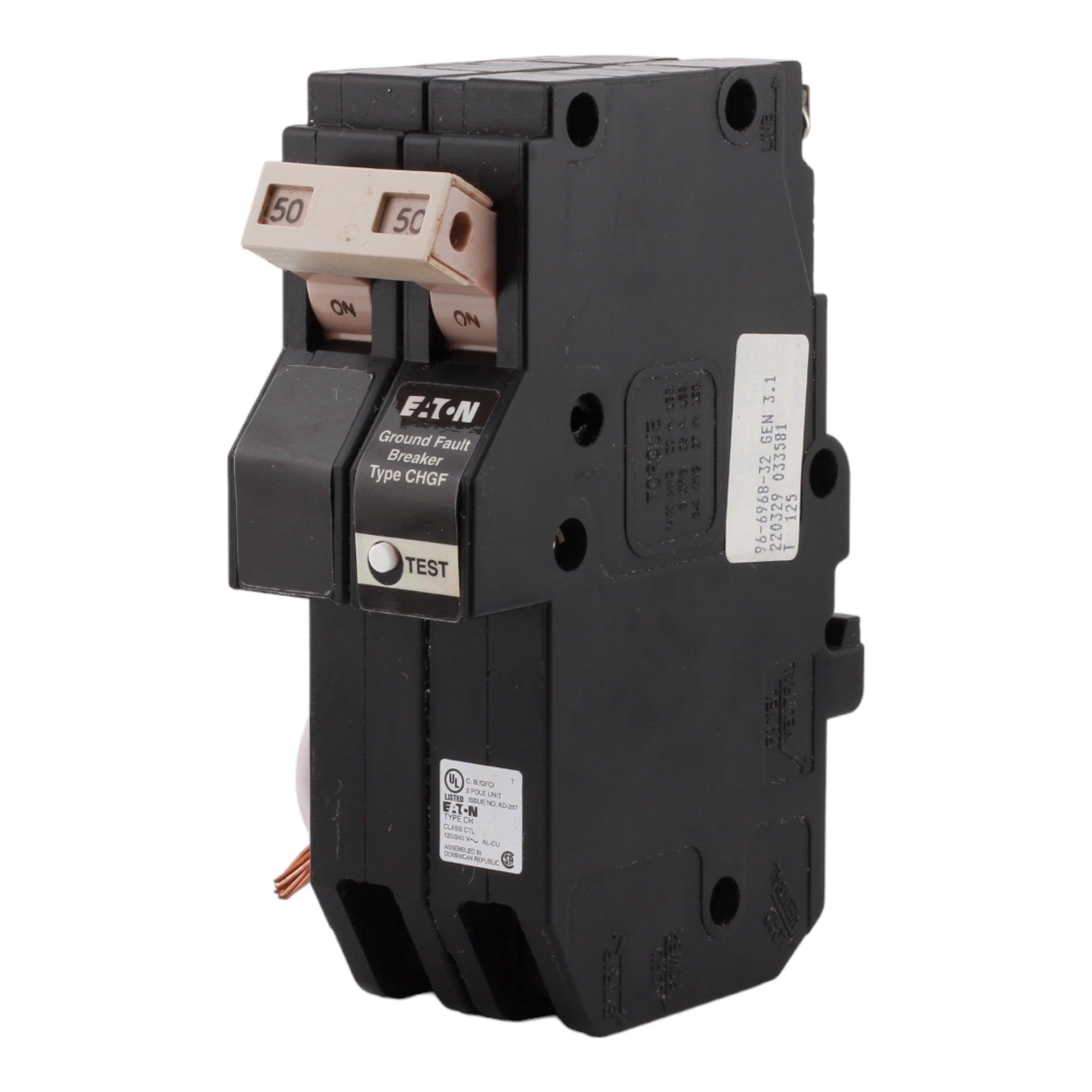 Eaton CHN250GF 50A 120/240V 2-pole GFCI Circuit Breaker Plug-in UL