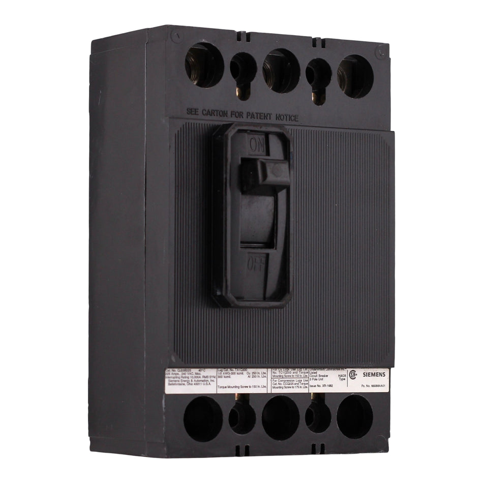 Siemens  QJ, QJ23B225, 225A, 3P, 240V, Thermal Magnetic, Bolt-On, Circuit Breaker