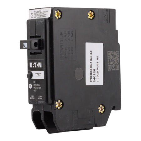 Eaton BRP120GF 20A 120/240V 1-pole GFCI Circuit Breaker Plug-on Neutral