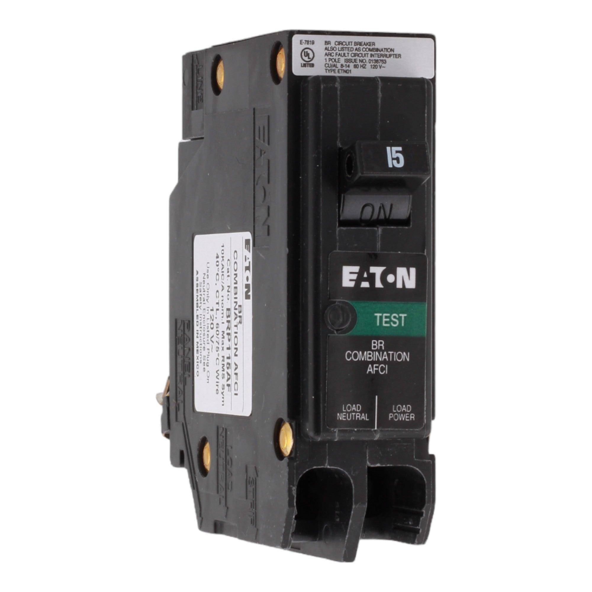 Eaton BRP115AF 15A 120V 1-pole AFCI Circuit Breaker Plug-on Neutral UL