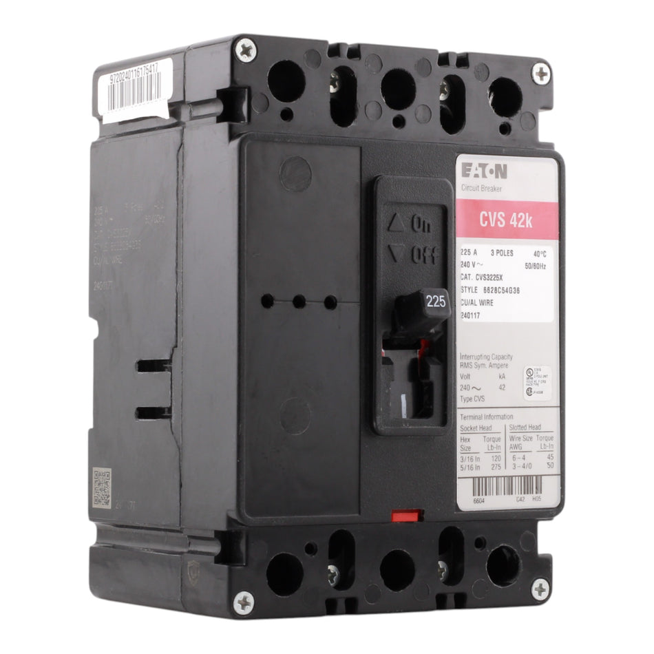 Eaton Type CV CVS3225X 225A 3P 240V Molded Case Circuit Breaker