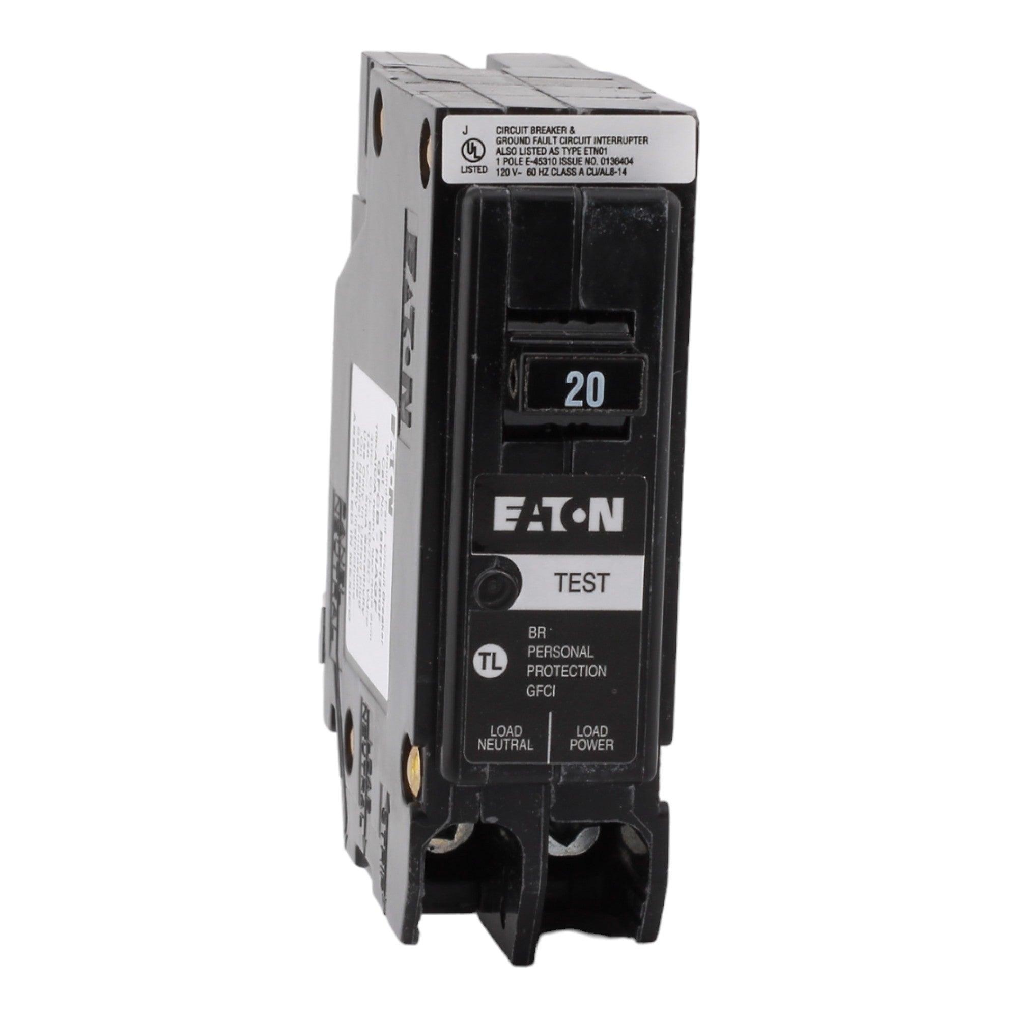 Eaton BRP120GF 20A 120/240V 1-pole GFCI Circuit Breaker Plug-on Neutral