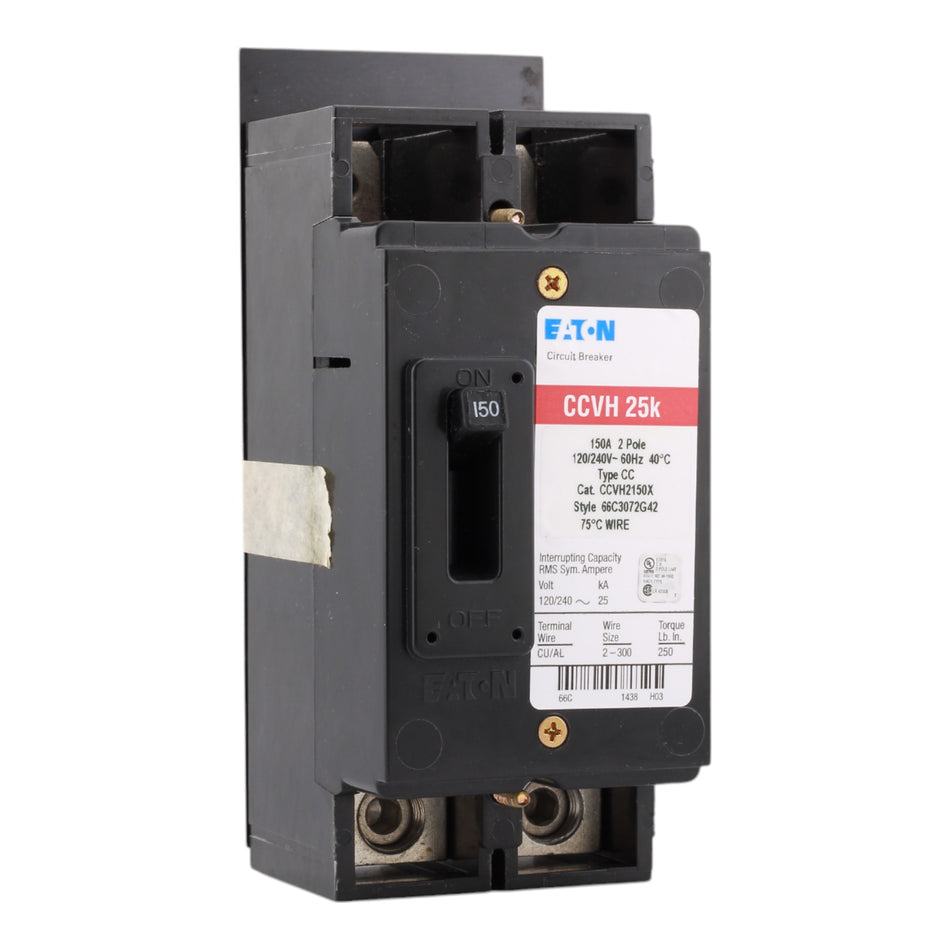 Eaton CCVH2150X, 150A, 120/240V, 2-Pole Tenant Main Circuit Breaker, 25 kAIC, for Type ECC Unit Enclosures