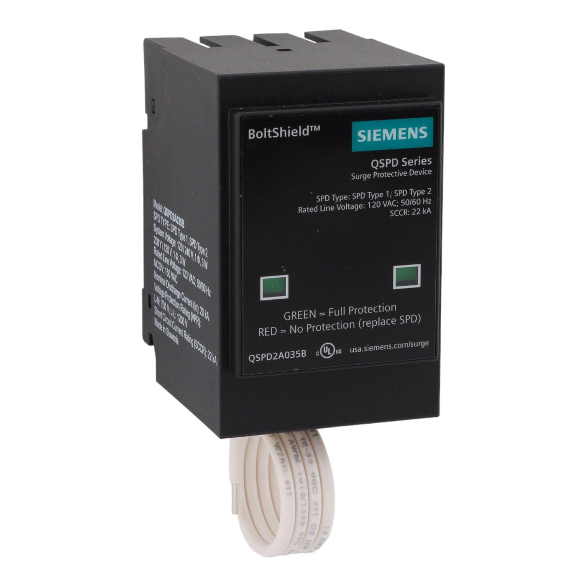 Siemens QSPD2A035B BoltShield Surge Protective Device - 120/240V, 35kA, Hardwired, UL Listed