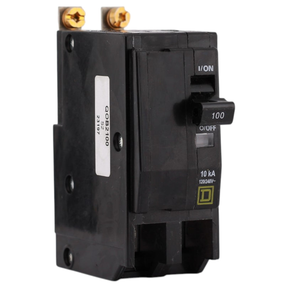 Square D QO, QOB2100, 100A, 2P, 120/240V, 10kA, Bolt-On, Circuit Breaker