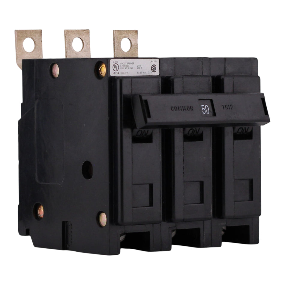 Eaton QB, QBHW3050H, 50A, 3P, 240V, Thermal Magnetic, Bolt-On, Circuit Breaker