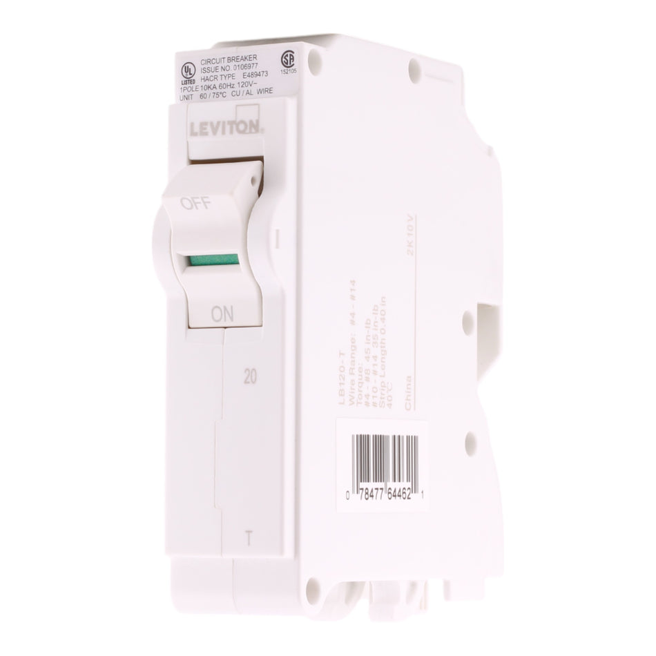 Leviton LB120-T 20A 1P 120/240V Standard Plug-On Neutral Circuit Breaker