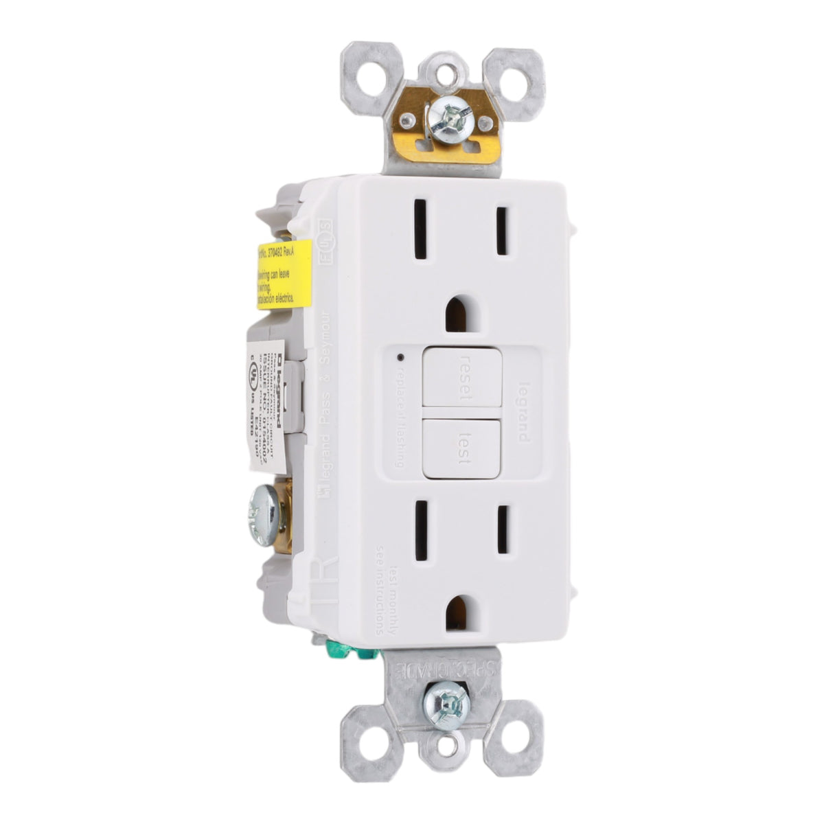 Legrand 1597TRW 15A 125V Tamper-Resistant Duplex GFCI Receptacle White