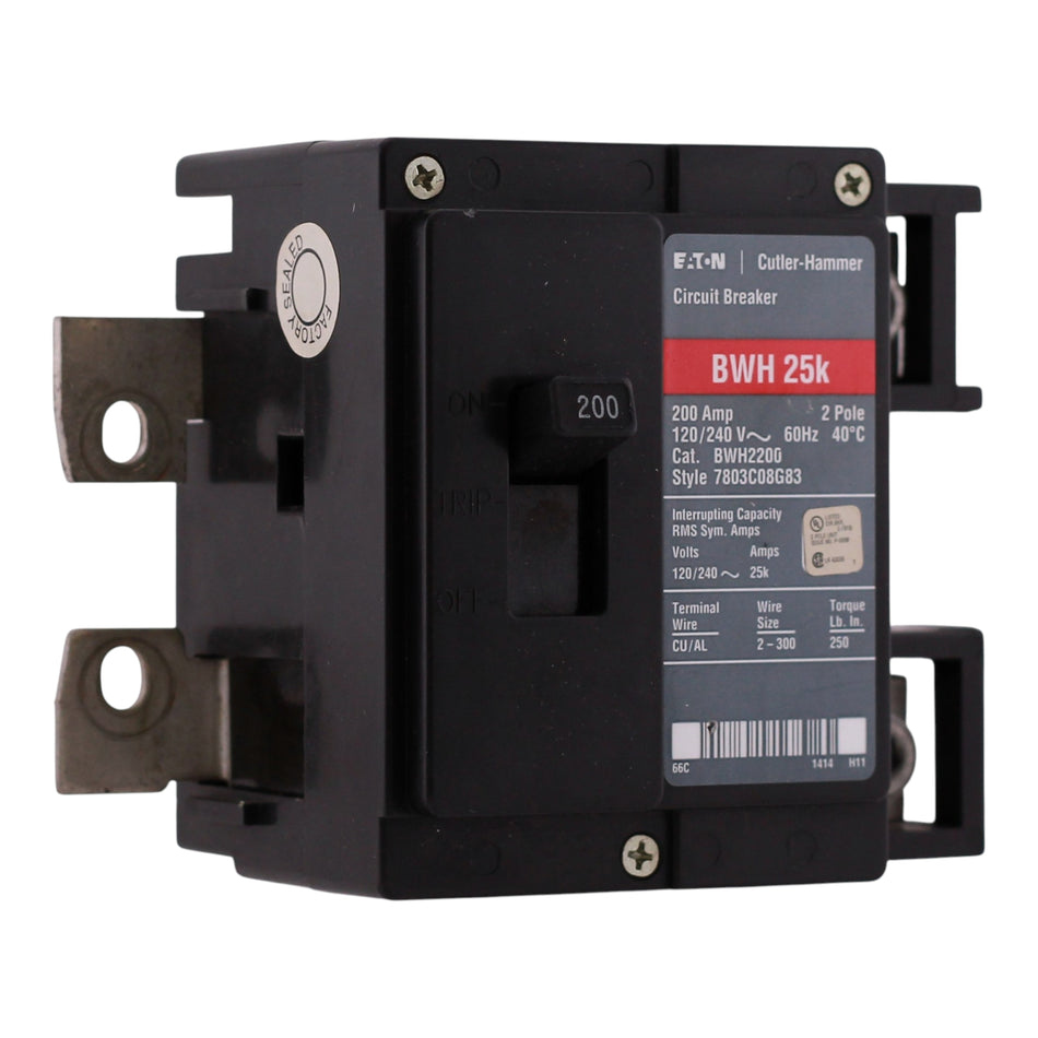 Eaton BR, BWH2200, 200A, 2P, 120/240V, 25kA, Plug-On, Main Circuit Breaker