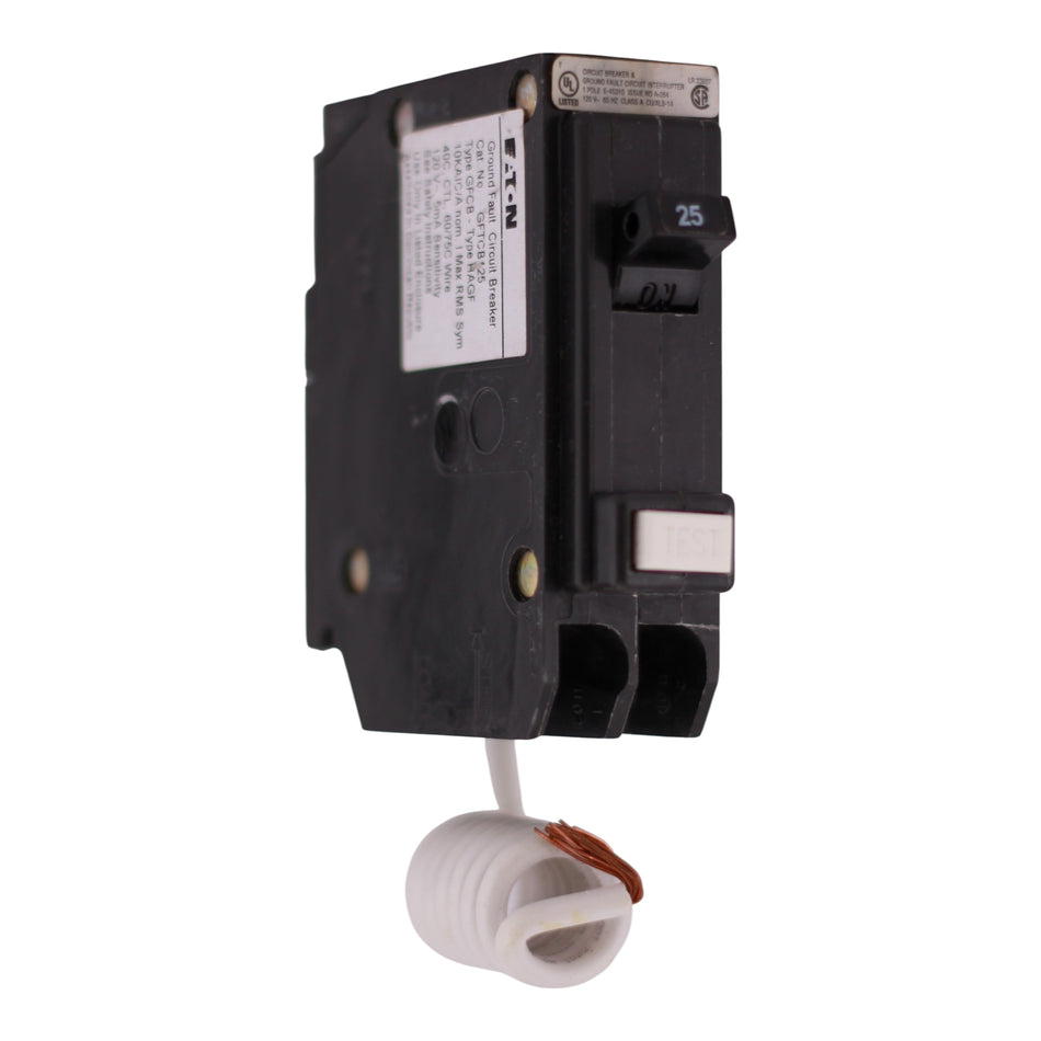 Eaton BR, GFTCB125, 25A, 1P, 120/240V, GFCI, Pigtail Neutral, Circuit Breaker