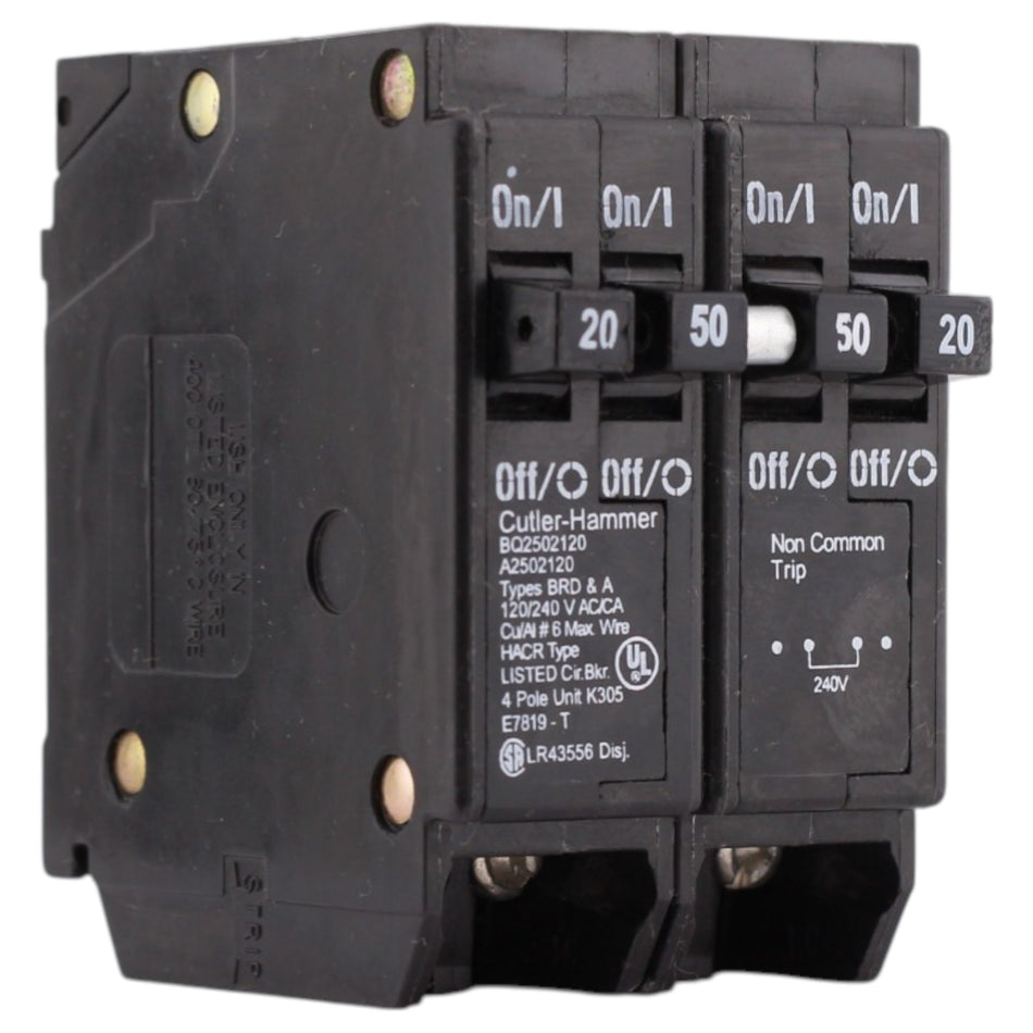 Eaton BR, BQ2502120, 20A/50A, 4P, 120/240V, Circuit Breaker