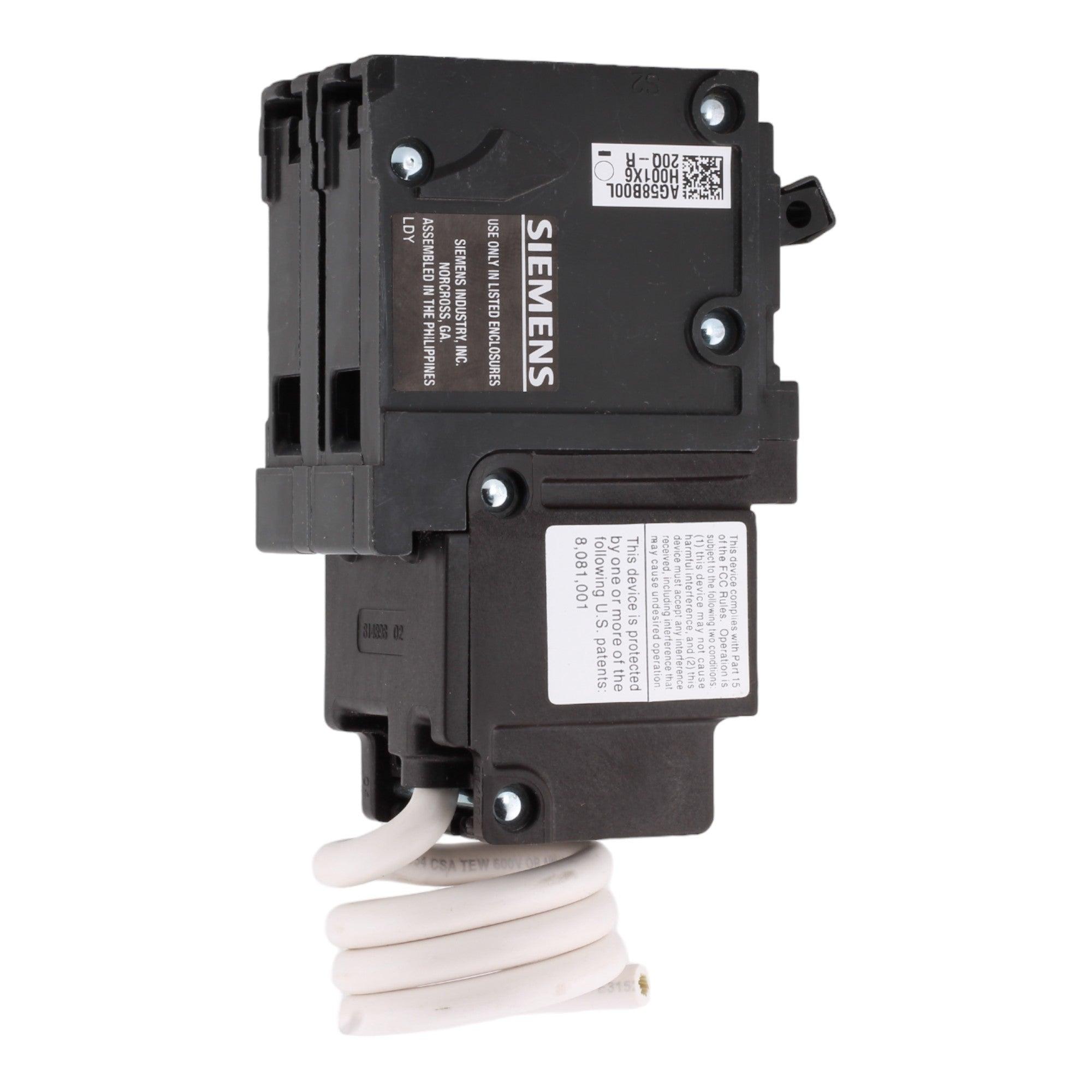 Siemens QF220A 20 Amp Double Pole 240V Pigtail-Neutral GFCI Ground Fault Circuit Breaker UL