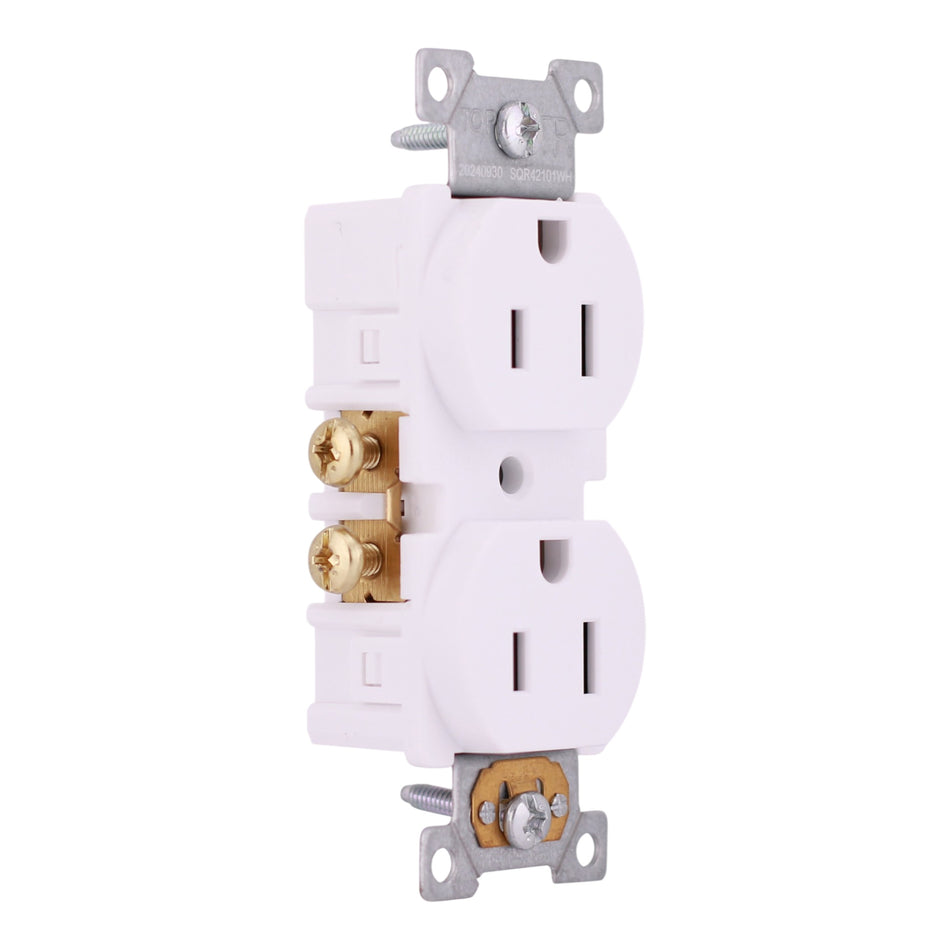 Square D X Series, SQR42101WH, 15A, 125V, TR, Standard Duplex Receptacle, White