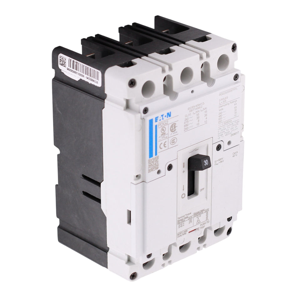 Eaton Power Defense PD2, PDG23G0030TFFL, 30A, 3P, 600VAC, 35kA, Thermal Magnetic, Molded Case Circuit Breaker