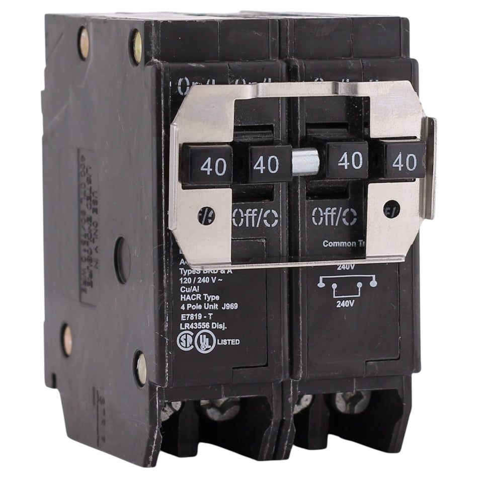 Eaton BR, BQC240240, 40A/40A, 4P, 120/240V, CTL Quadplex Circuit Breaker