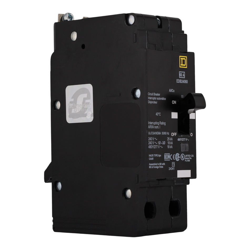 Square D E-Frame EDB24060 60A 2P 480Y/277V Thermal-Magnetic Bolt-On Circuit Breaker