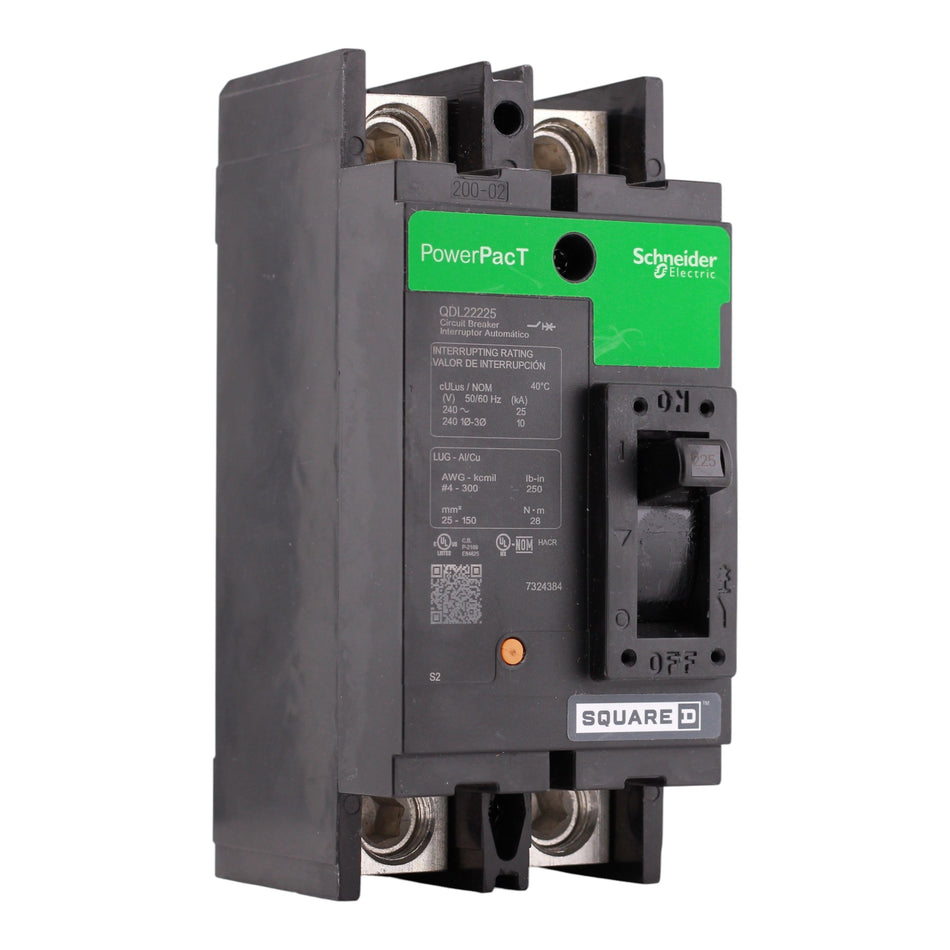 Square D PowerPacT Q, QDL22225, 225A, 2P, 240V, 25kA, Lug, MCCB