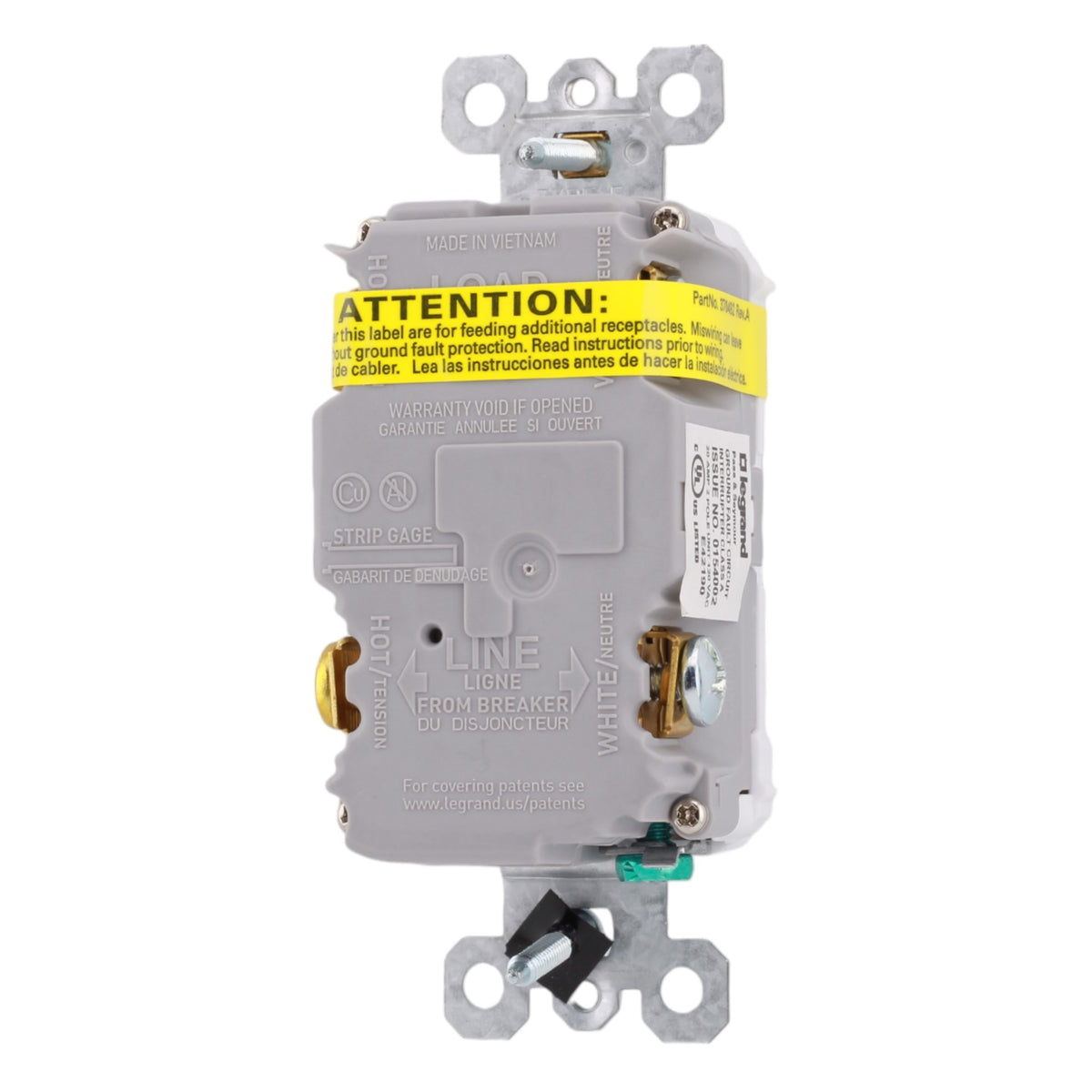 Legrand 1597TRW 15A 125V Tamper-Resistant Duplex GFCI Receptacle White