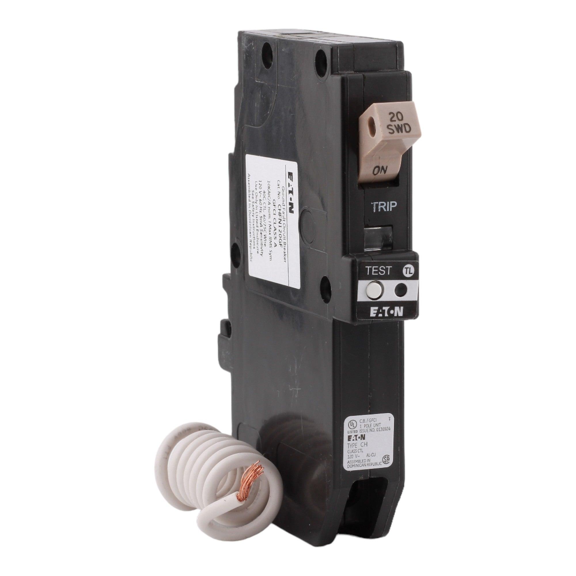 Eaton CH CHFN120GF 20A 1P 120V GFCI Pigtail Neutral Circuit
