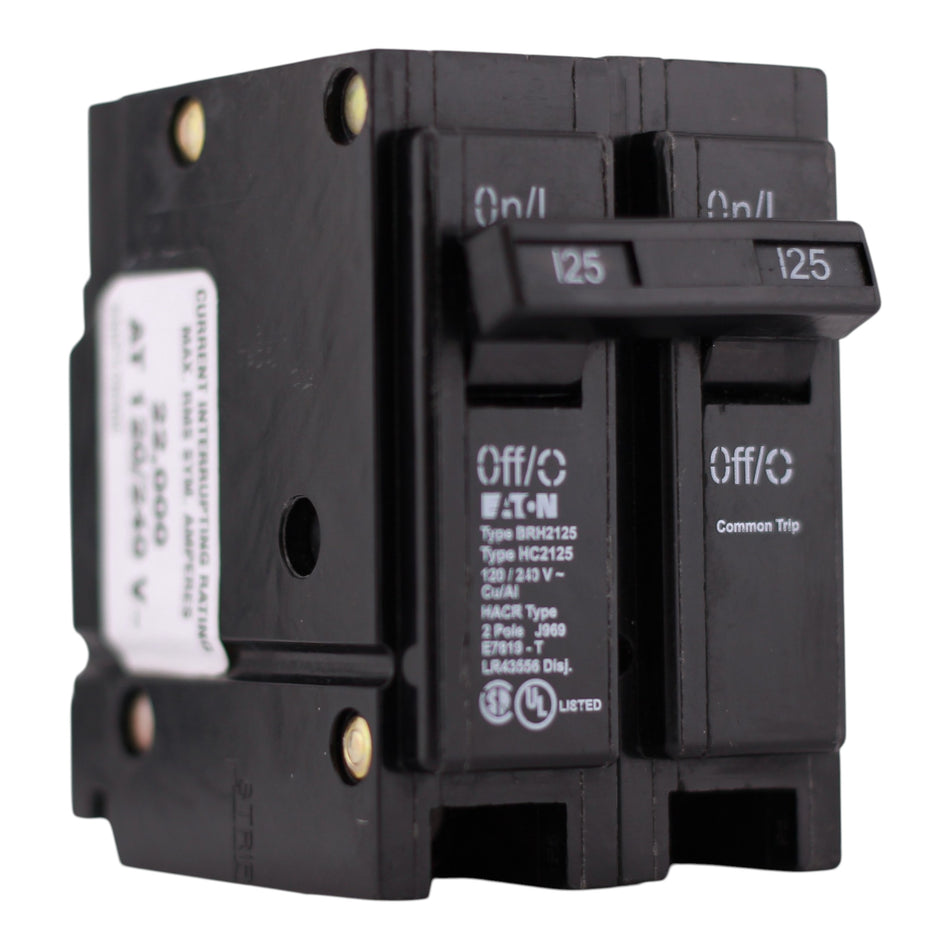 Eaton BR, BRH2125, 125A, 2P, 120/240V, Thermal Magnetic, Circuit Breaker