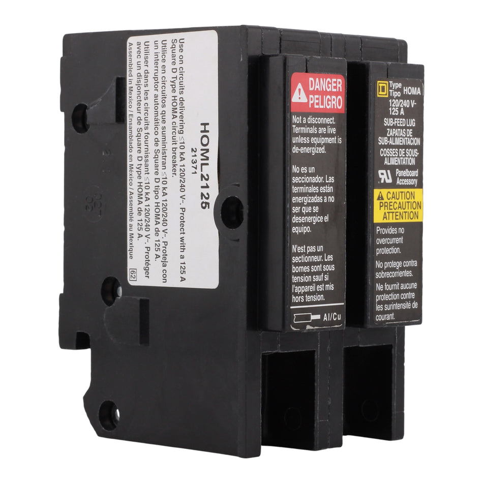 Square D Homeline HOML2125 125A 2P Subfeed Lug Kit