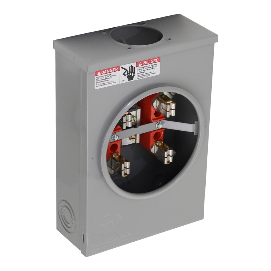 Milbank, U8874-RL-LR, 125A, 600VAC, 4-Terminal, Ring Type, No Bypass, Meter Socket