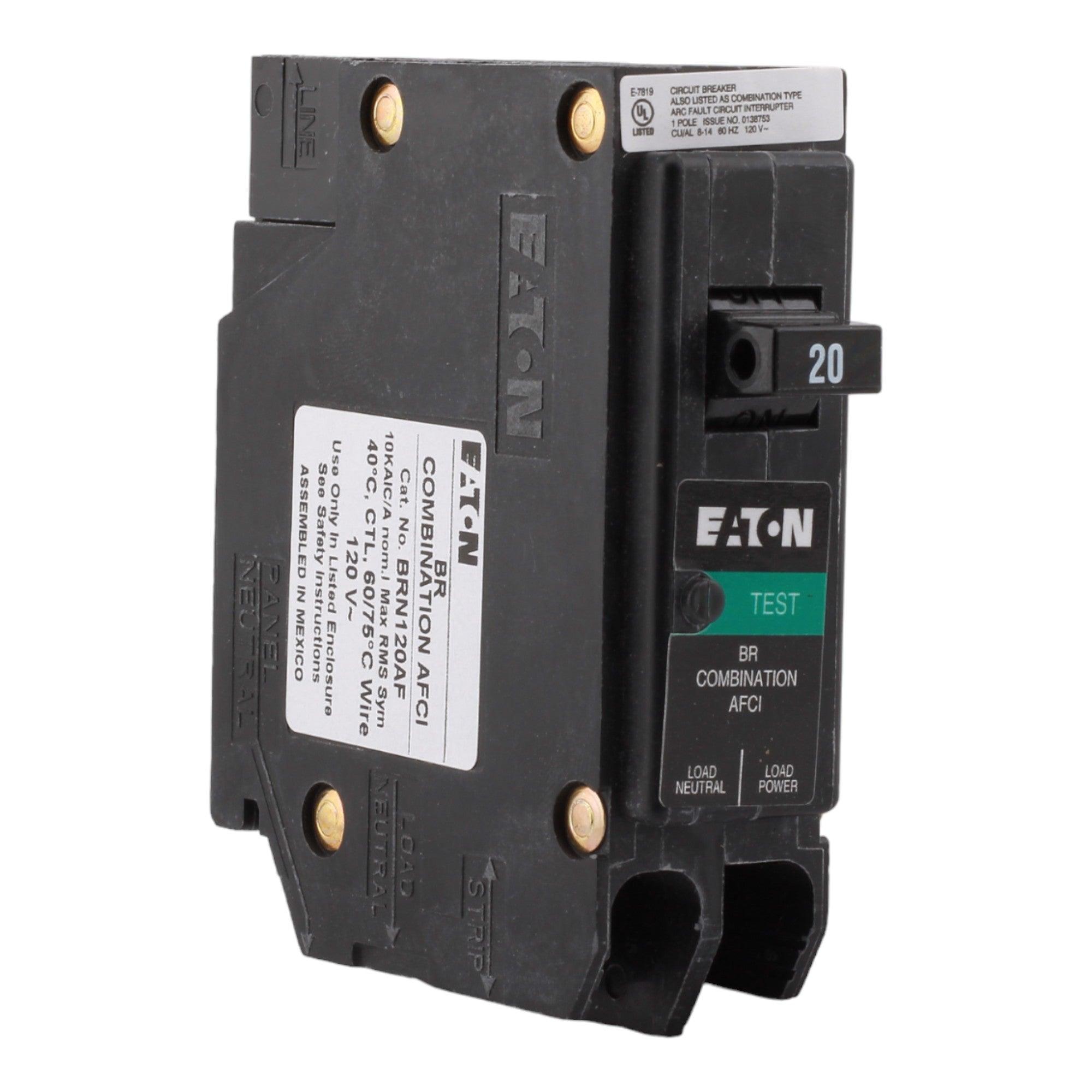 Eaton BRN120AF 20 Amp Single Pole 120V Pigtail-Neutral AFCI Arc Fault Circuit Breaker UL