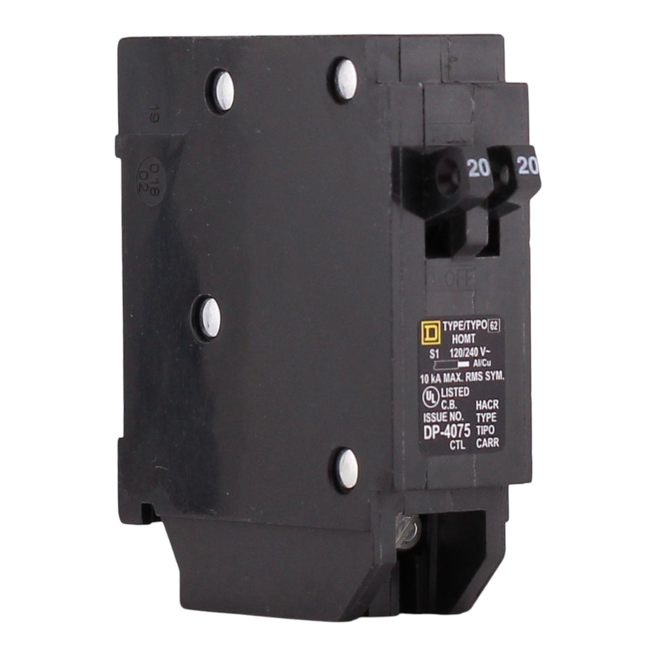Square D HOMT2020 20 Amp Tandem 120V Standard Trip Circuit Breaker UL