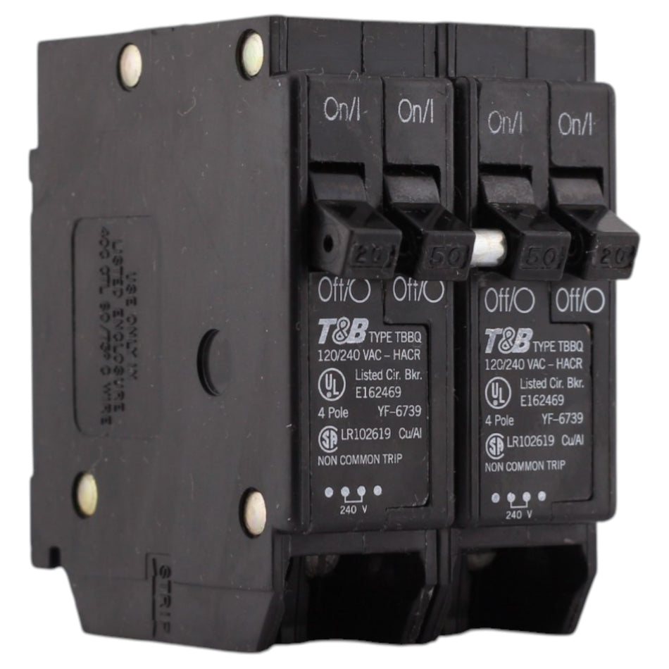 Thomas & Betts TBBQ, TBBQ2502120, 20A/50A, 4P, 120/240V, Quadplex, Circuit Breaker