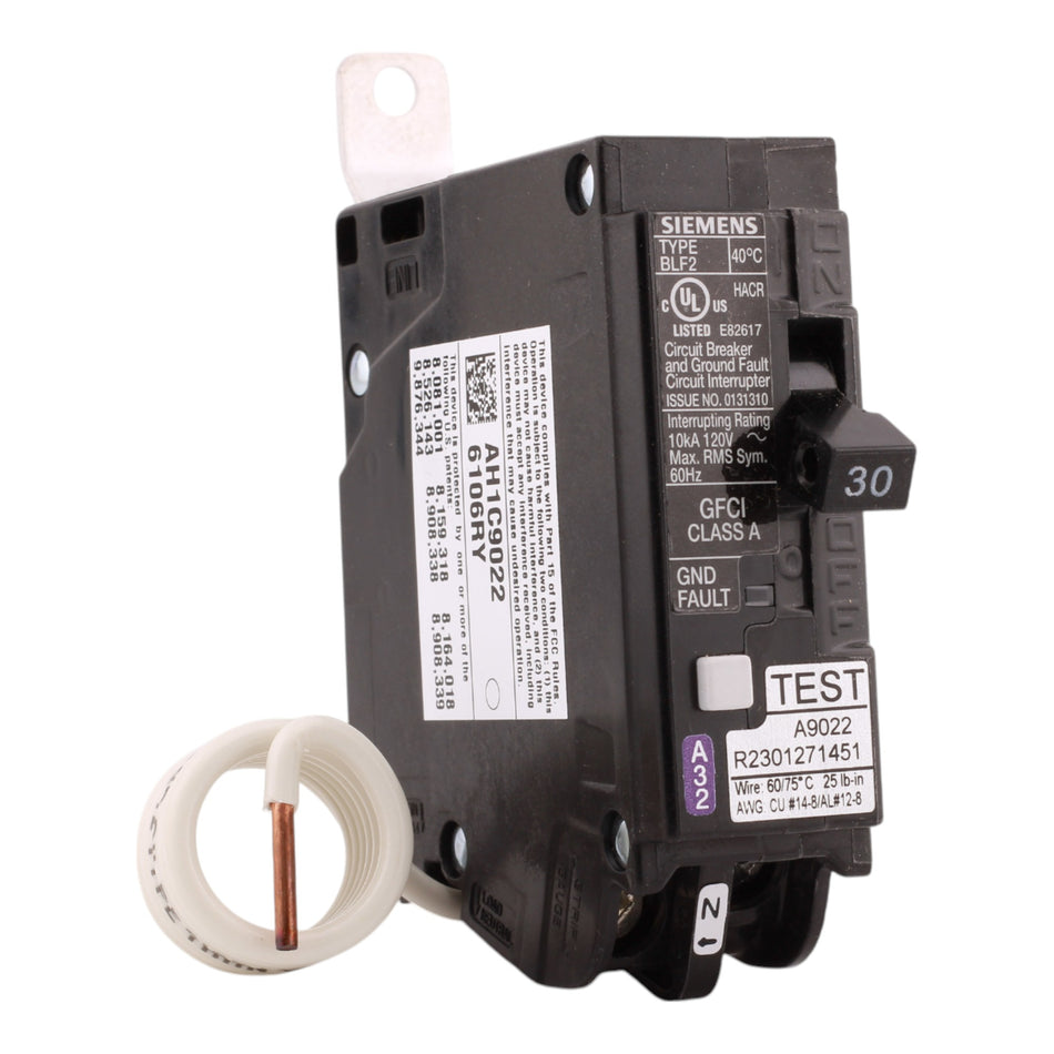 Siemens BF130A 30A 1P 120V GFCI Circuit Breaker