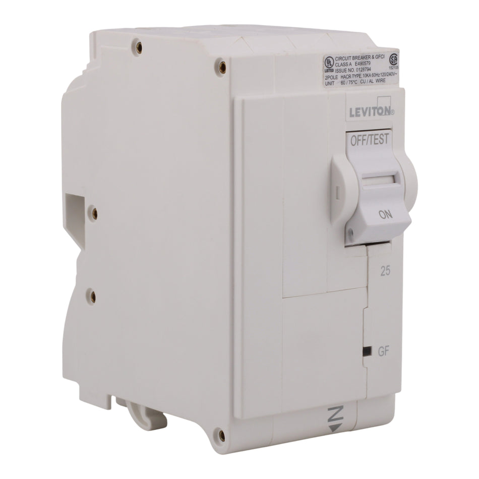Leviton LB225-G 25A 2P 120/240V GFCI Plug-On Neutral Circuit Breaker