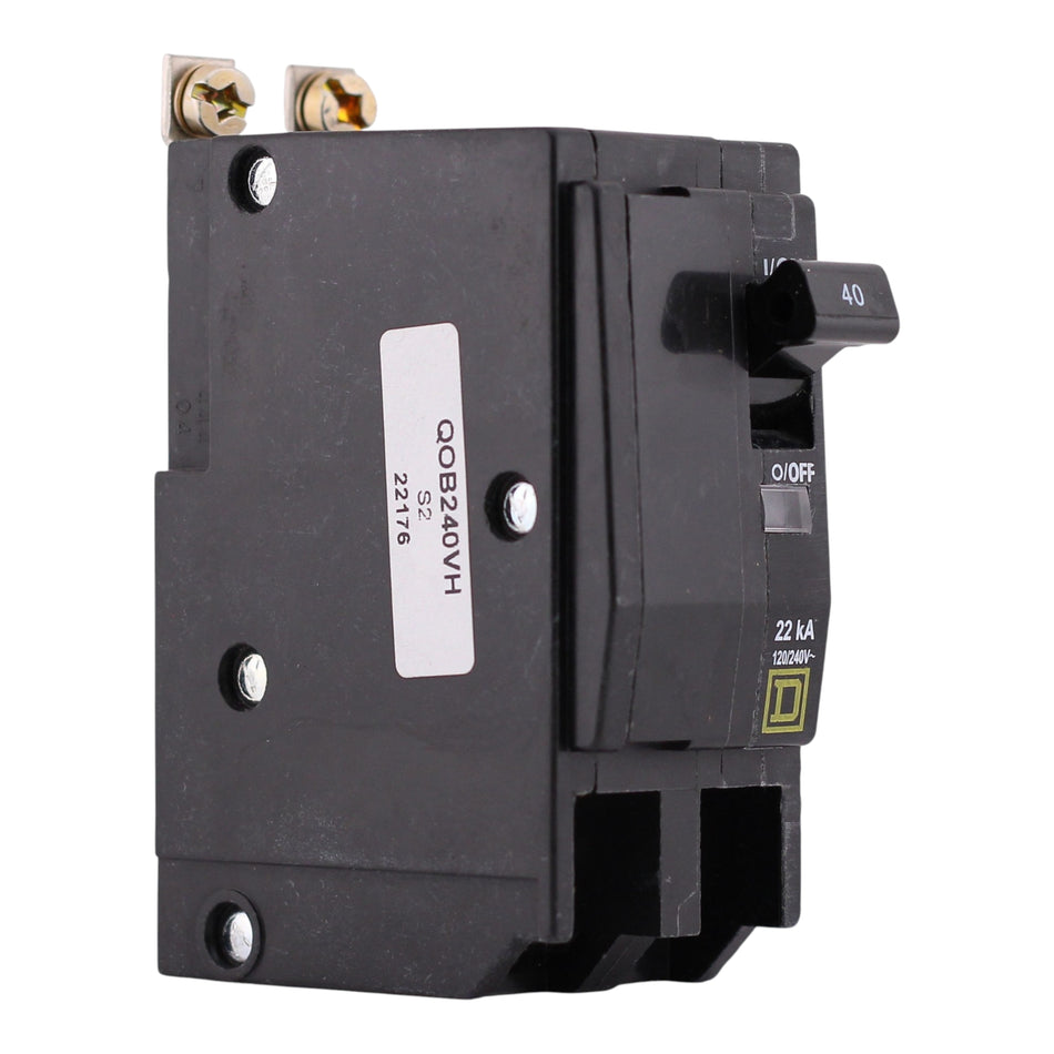 Square D QO, QOB240VH, 40A, 2P, 120/240V, 22kAIC, Bolt-On, Circuit Breaker